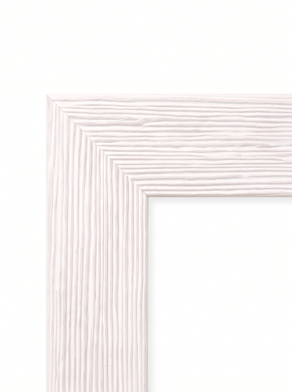 Tavelram Lilje i vit (White, T1081) – 43 mm extra bred, platt träram efter mått